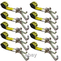 10 Pack 2 x10' Tie Down Strap withRTJ Cluster Hook Wrecker Tow Truck Auto Hauling