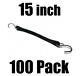 (100) 15 Rubber Tarp Straps Heavy Duty With Hooks Natural Fasten Bungee Cord