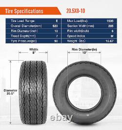 10PR Trailer Tires 20.5x8-10 20.5x8x10 205/65-10 Heavy Duty Tubeless Tyres Set 2