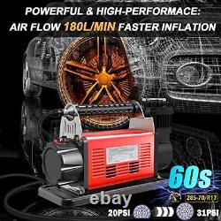 12V Air Compressor, 6.35CFM 180LMP Heavy Duty Tires Inflator, Portable Air Red