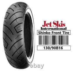 130/90-16 Shinko 777 Heavy Duty White Wall Front Tire 130-90-16 130/90B16 TL 73H