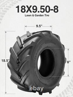 18x9.50-8 Lawn Mower Tires 18x9.5x8 4Ply Heavy Duty Tubeless Tractor Tyres Set 2