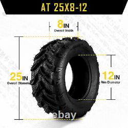 1pc 6 Ply 25x8-12 ATV UTV Mud Tires 25x8x12 All Terrain Heavy Duty 25x8 12