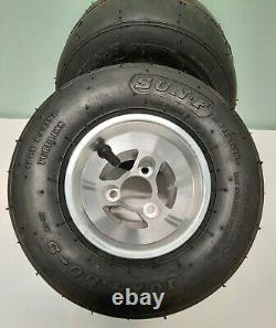 (2) 10x4.5-5 SunF Racing Slick Go Kart Tires Heavy Duty Metric Aluminum Wheels