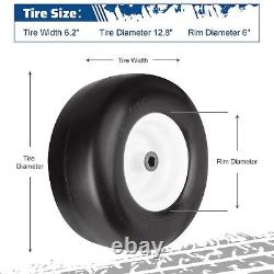 (2-Pack)13x6.50-6 Flat-Free Heavy Duty Smooth Tires withSteel Rim for 5/8 Bore