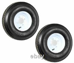 (2) Two- New 5.70-8 4ply Load Range B Heavy Duty Trailer Tires On 4 Hole White