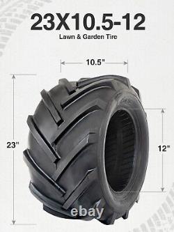 23x10.50-12 23x10.5x12 Lawn Mower Tires 6PR Heavy Duty Tubeless Turf Tyres Set 2