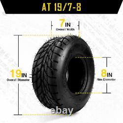 2pc 19X7-8 ATV 4 Ply Tires 19X7X8 4PR Heavy Duty All Terrain For Lawn Mower Golf