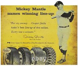 (3) Mickey Mantle Mlb Baseball Cooper Tires Heavy Duty USA Made Metal Adv Sign