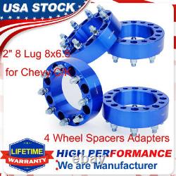 4 2'' 8 Lug Wheel Spacer Adapters 8x6.5 For Chevy C/K 2500/3500 GMC Yukon Nissan