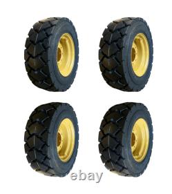 4-Heavy Duty 10-16.5 SKS-6 Skid Steer Tires/Rims for Gehl, John Deere, Mustang etc