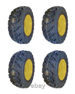 4-Heavy Duty 10-16.5 SKS-6 Skid Steer Tires/Rims for New Holland-10X16.5-12PLY