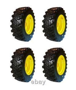 4-Heavy Duty 10-16.5 SKS-9 Skid Steer Tires/Rims for New Holland-10X16.5 (6 LUG)