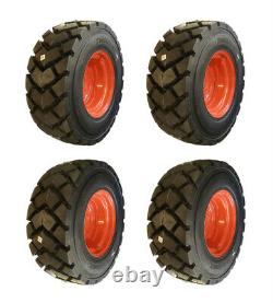 4-Heavy Duty 12-16.5 SKS-6 Skid Steer Tires/Rims for Kubota SSV65, SSV75 & more