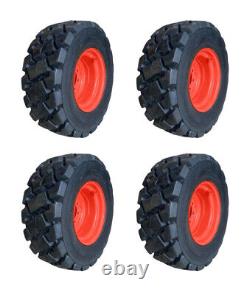 4-Heavy Duty 12-16.5 SKS-7 Skid Steer Tires/Rims for Kubota SSV65, SSV75 & more