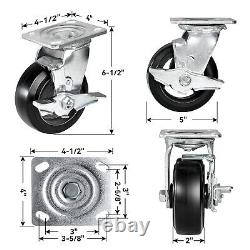 5 Inch Rubber on Cast Iron Wheel Heavy Duty, Capacity 800-3200LB