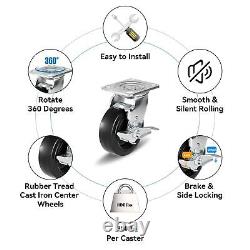 5 Inch Rubber on Cast Iron Wheel Heavy Duty, Capacity 800-3200LB