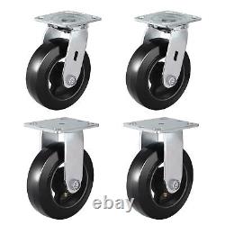 6X 2 Heavy Duty Casters Rubber on Cast Iron Whee Capacity up to 1000-4000 LB