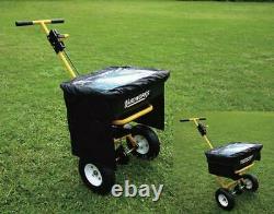 85 lb Push Broadcast Seed Fertilizer Spreader Heavy Duty Steel Cover 10in Tires