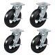 8x 2 Heavy Duty Casters Rubber On Cast Iron Whee Capacity Up To 1100-4400 Lb