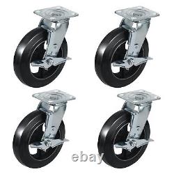 8X 2 Heavy Duty Casters Rubber on Cast Iron Whee Capacity up to 1100-4400 LB