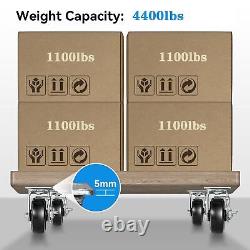 8X 2 Heavy Duty Casters Rubber on Cast Iron Whee Capacity up to 1100-4400 LB
