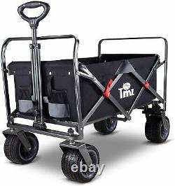 All-Terrain Folding Handcart with Car Tyres with Push Handle, Removable Storage