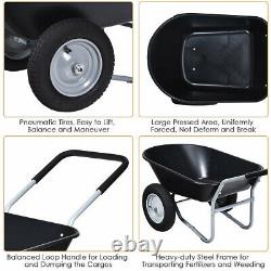 Costway 2 Tire Wheelbarrow Cart Heavy-Duty Dolly Utility Cart Black