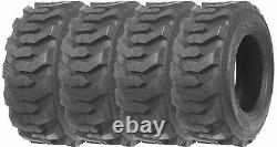 Four-10x16.5 Skid Steer Loader Heavy Duty Tires Sidewall Protection 10-16.5