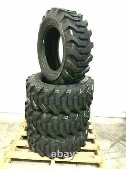 Four-10x16.5 Skid Steer Loader Heavy Duty Tires Sidewall Protection 10-16.5