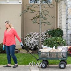 Garden Cart Wagon 700lb Capacity Steel Heavy Duty Removable Sides 10in Tires