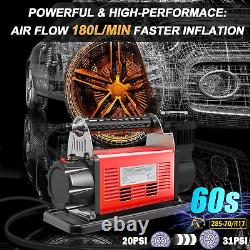 Gobege 12V Air Compressor, 6.35CFM 180LMP Heavy Duty Tires Inflator, Portable Rv