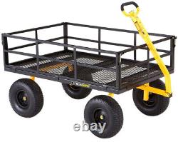 Gorilla Carts Yard Cart 1,400 lb. Heavy Duty Steel Removable Sides 15 in. Tires
