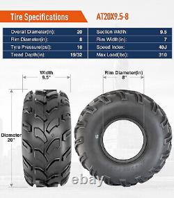 Halberd 20x9.50-8 ATV Tires 4Ply 20x9.5x8 Heavy Duty Tubeless Mud Tire Set 2 NEW