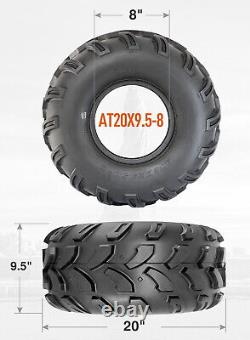 Halberd 20x9.50-8 ATV Tires 4Ply 20x9.5x8 Heavy Duty Tubeless Mud Tire Set 2 NEW