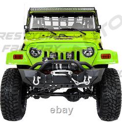 Heavy Duty Front Bumper+Winch Plate+LED Mount+D-rings for 97-06 Jeep Wrangler TJ
