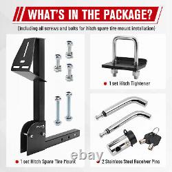 Heavy Duty Hitch Spare Tire Mount Spare Tire Carrier Fit All 2 Receiver Trailer