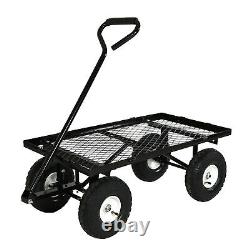 Heavy Duty Steel Garden Utility Cart Removable Folding Sides 400lb Black
