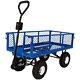 Heavy Duty Steel Garden Utility Dump Cart Removable Folding Sides 660lb Blue