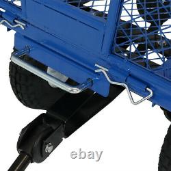 Heavy Duty Steel Garden Utility Dump Cart Removable Folding Sides 660lb Blue