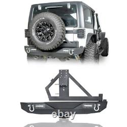 Heavy Duty Steel Rear Bumper with Tire Carrier & Light for Jeep Wrangler 07-18 JK