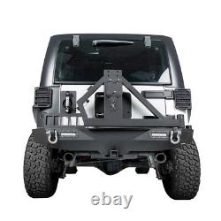 Heavy Duty Steel Rear Bumper with Tire Carrier & Light for Jeep Wrangler 07-18 JK