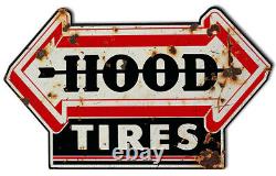 Hood Tires Arrow 24 Heavy Duty USA Made Metal Gas Station Advertising Sign