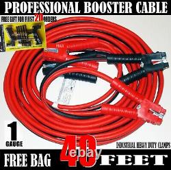 Industrial Heavy duty 40 Feet 1 Gauge Booster Jumper Cables + tire repair kit