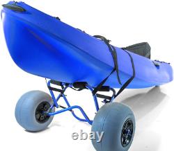 Kayak Carrier CART with Large Balloon Tires Heavy Duty Blue + Pump & Strap