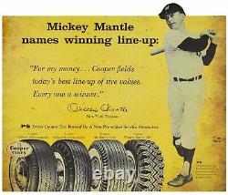 Mickey Mantle Mlb Baseball Cooper Tires Heavy Duty USA Made Metal Adv Sign