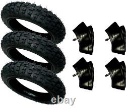 NEW HEAVY DUTY SET 3 TIRES With 4 TUBES 2.50X10 STRAIGHT VALVE FOR YAMAHA PW50