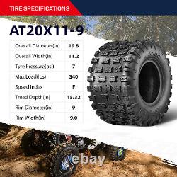 OBOR 20x11-9 Sport ATV Tires 6Ply 20x11x9 GNCC Racing Tyres Heavy Duty Set Of 2