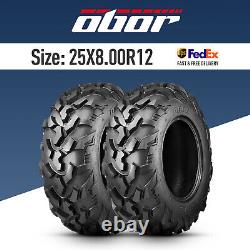 OBOR Riple SET 2 ATV UTV Tires 25x8R12 25x8x12 6PR All Terrain Heavy Duty Tyres