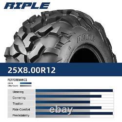 OBOR Riple SET 2 ATV UTV Tires 25x8R12 25x8x12 6PR All Terrain Heavy Duty Tyres